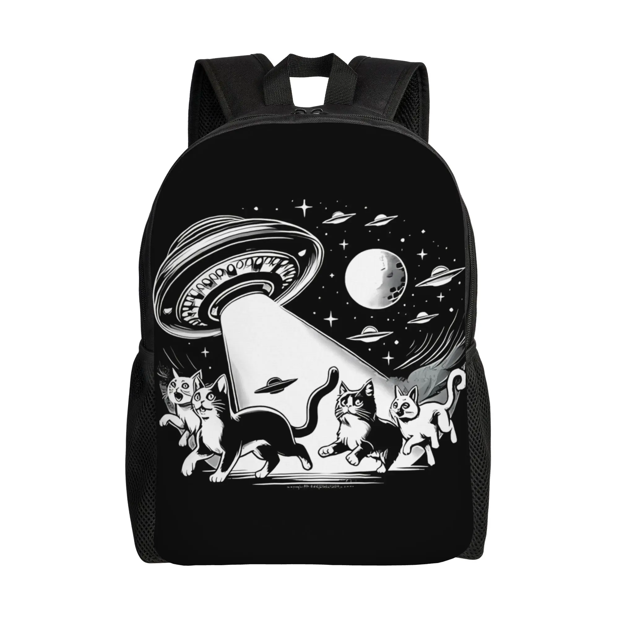 

Back to school season Cool Alien Bookbag Cat UFO High School Students Backpack