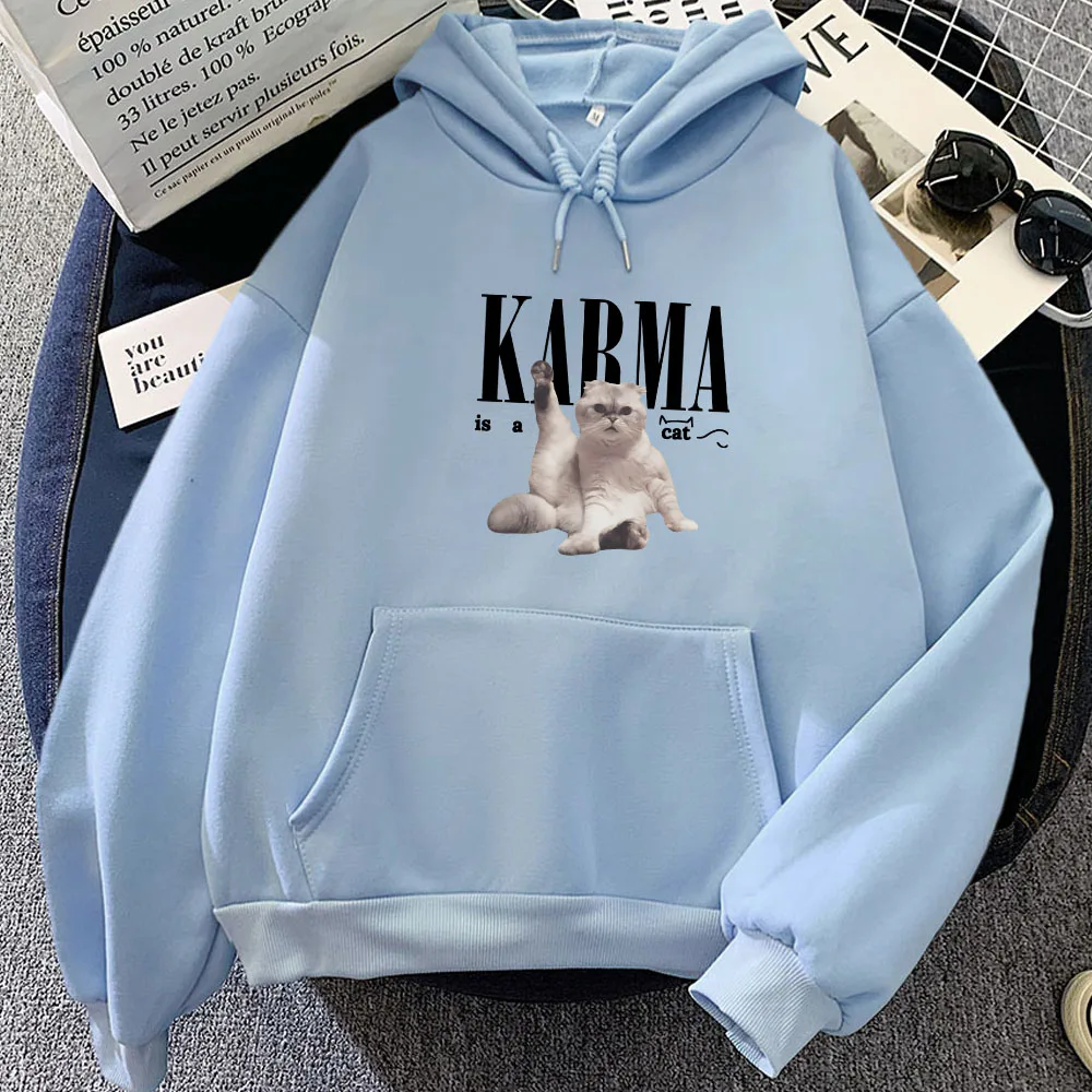 Die Eras Tour Karma Ist Eine Katze Brief Druck Hoodies Frauen Alle-Spiel Mode Hoody Hip Hop Tops Fleece streetwear Kleidung Custom