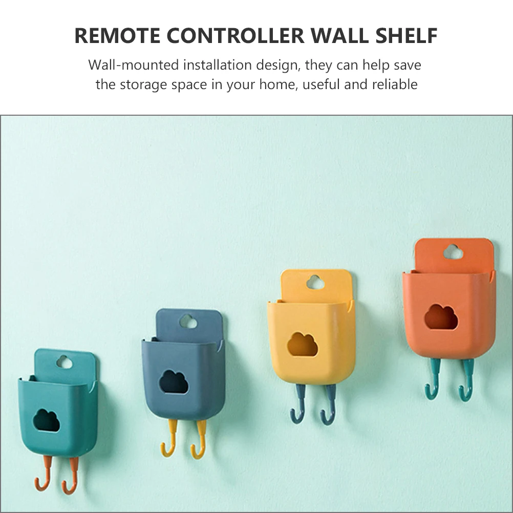 

Remote Control Storage Box Controller Wall Shelf Home Rack Wall-mounted Nail- Yellow Phone