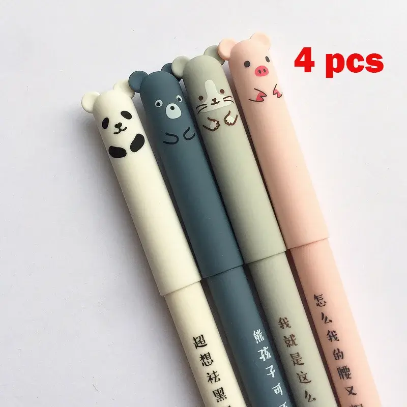 4 Pcs/Set Kawaii Pig Bear Cat Mouse Erasable Gel Pen School Office Supplies Stationery Gift 0.35mm Blue Black Ink - Image 7