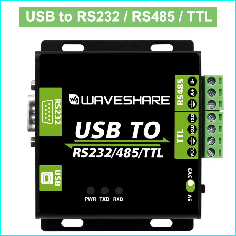 Waveshare USB to RS232/RS485/TTL Industrial Isolated Converter with Original FT232RL Enclosure Support Mac Linux Android Windows