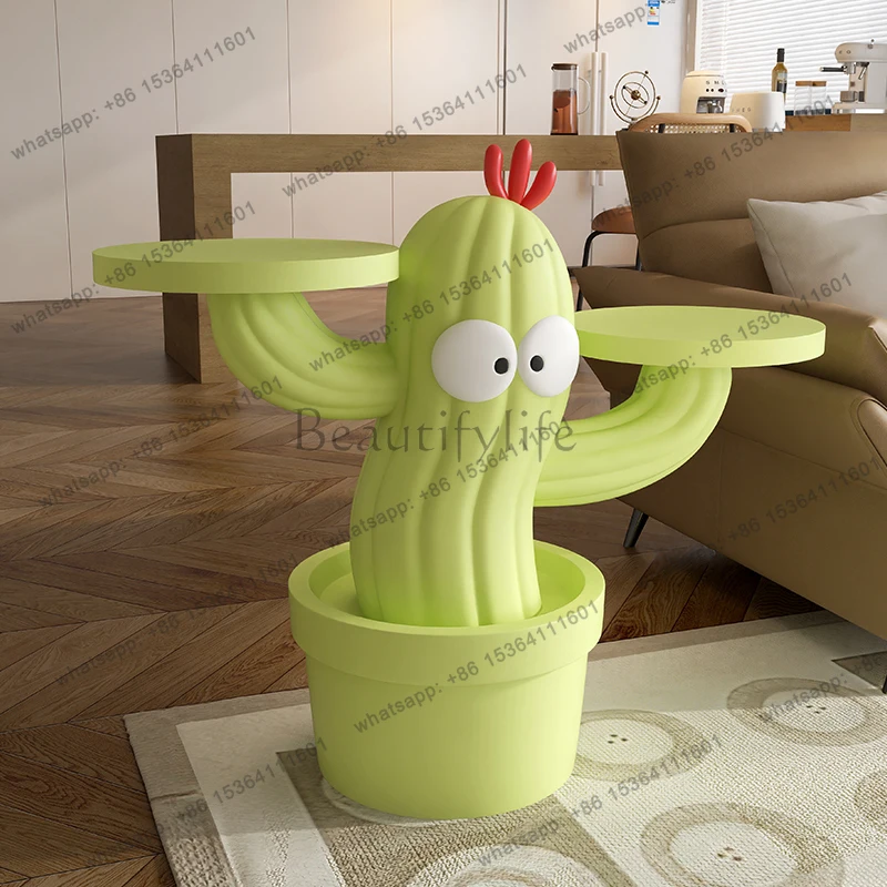 

Nordic Style Decorative Furniture, Cactus Side Table, Living Room Corner Table, Movable Double-layer Storage Rack, Bedside Table
