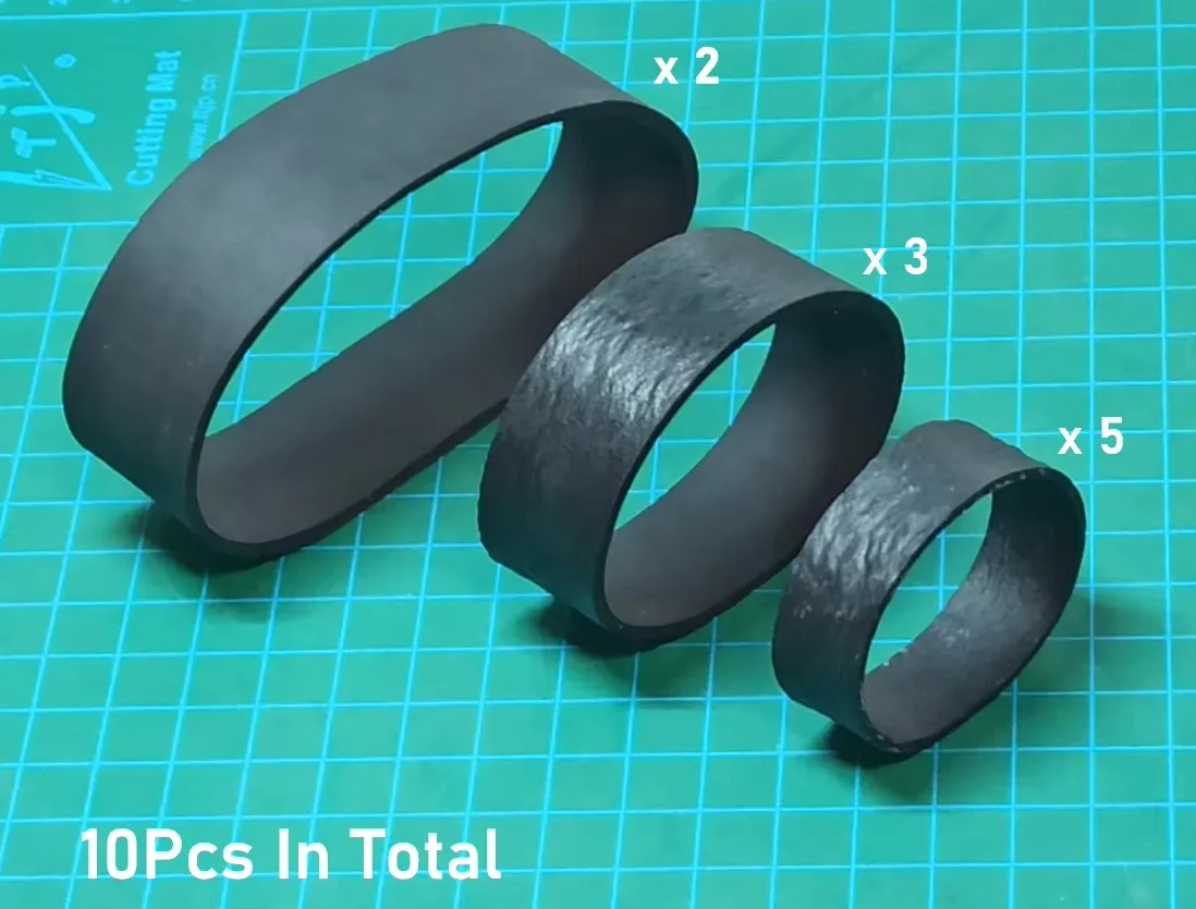 10Pcs Durable Strong Wide Black Rubber Bands For Parcel Packing Packaging