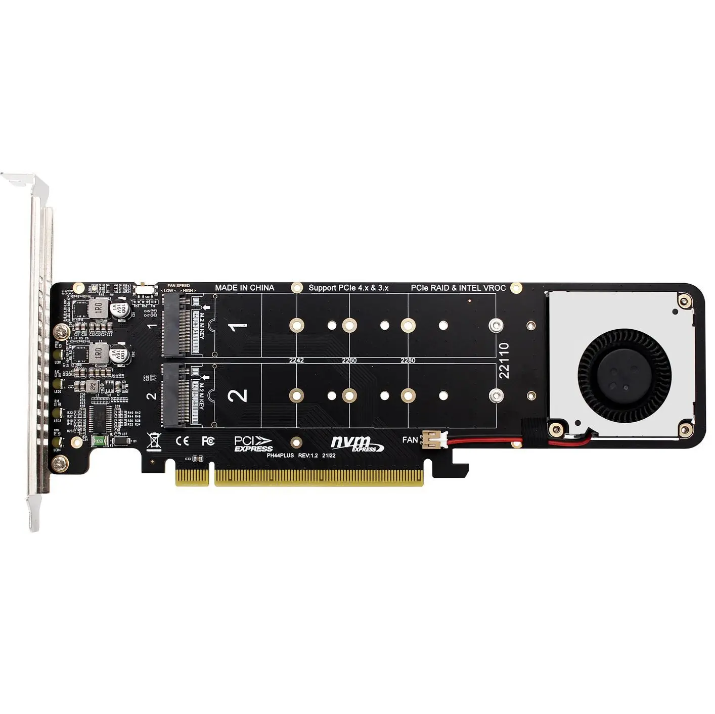 Double-Sided 4-Disk NVME Raid PCI-E X16 Split Card PCI-E X16 To M.2 M-Key NVME X4SSD RAID Expansion Card Adapter