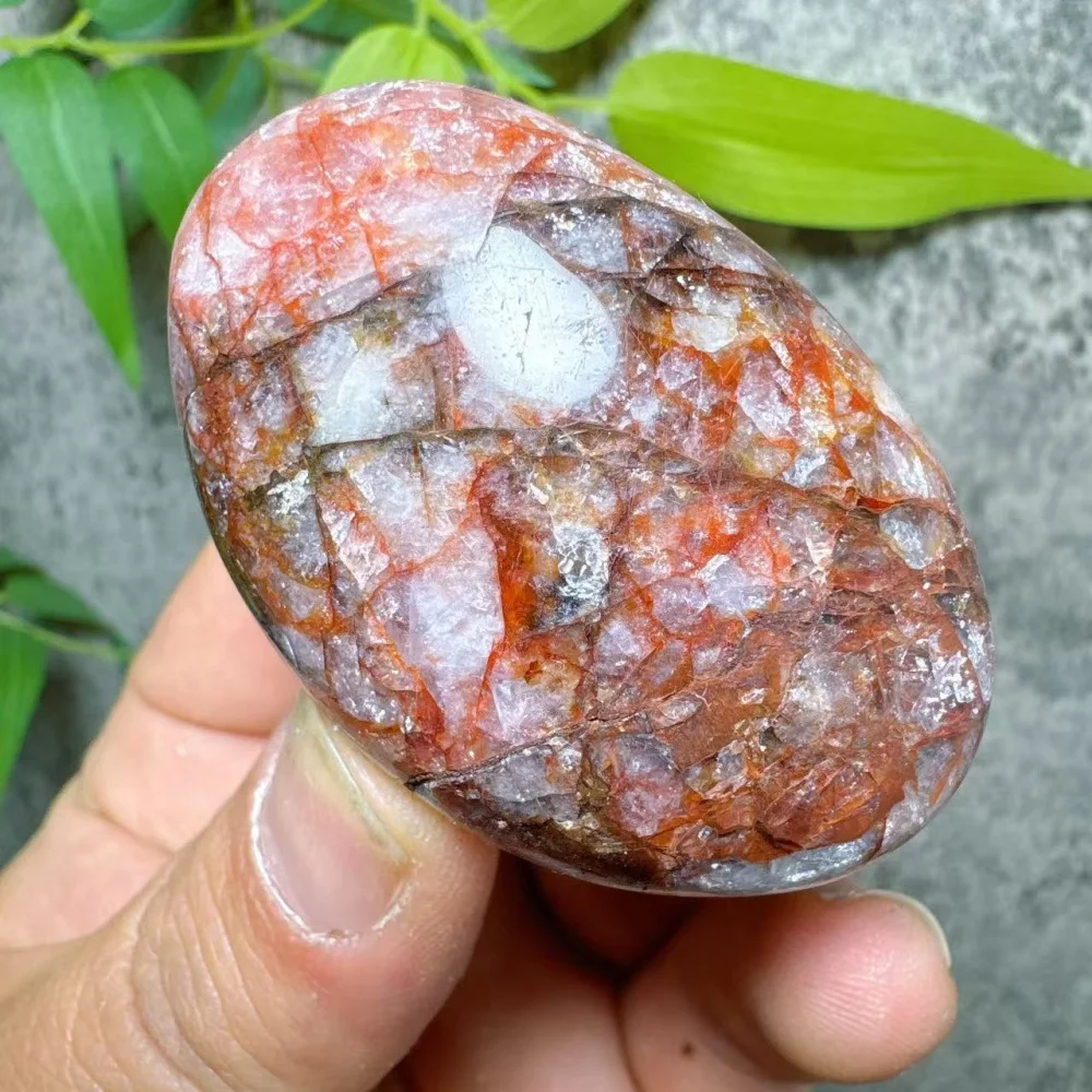 Vibrant Rainbow Red Fire Quartz Palm Stone Bohemian Crystal for Meditation Healing Home Decor Unique Holiday Gift