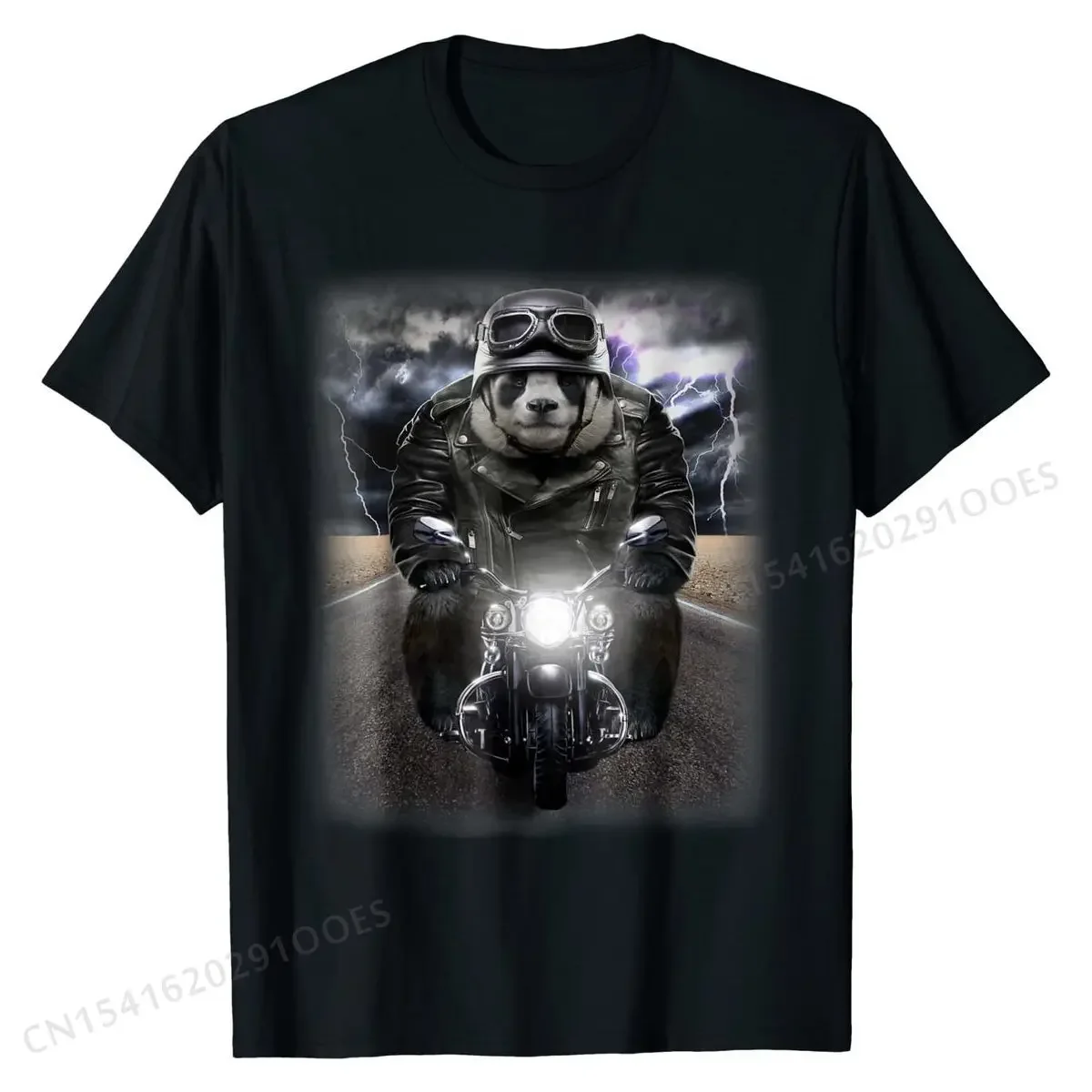 

Men's 100% cotton T-shirt, motorcycle shirt Panda, summer casual fashion personality short sleeve