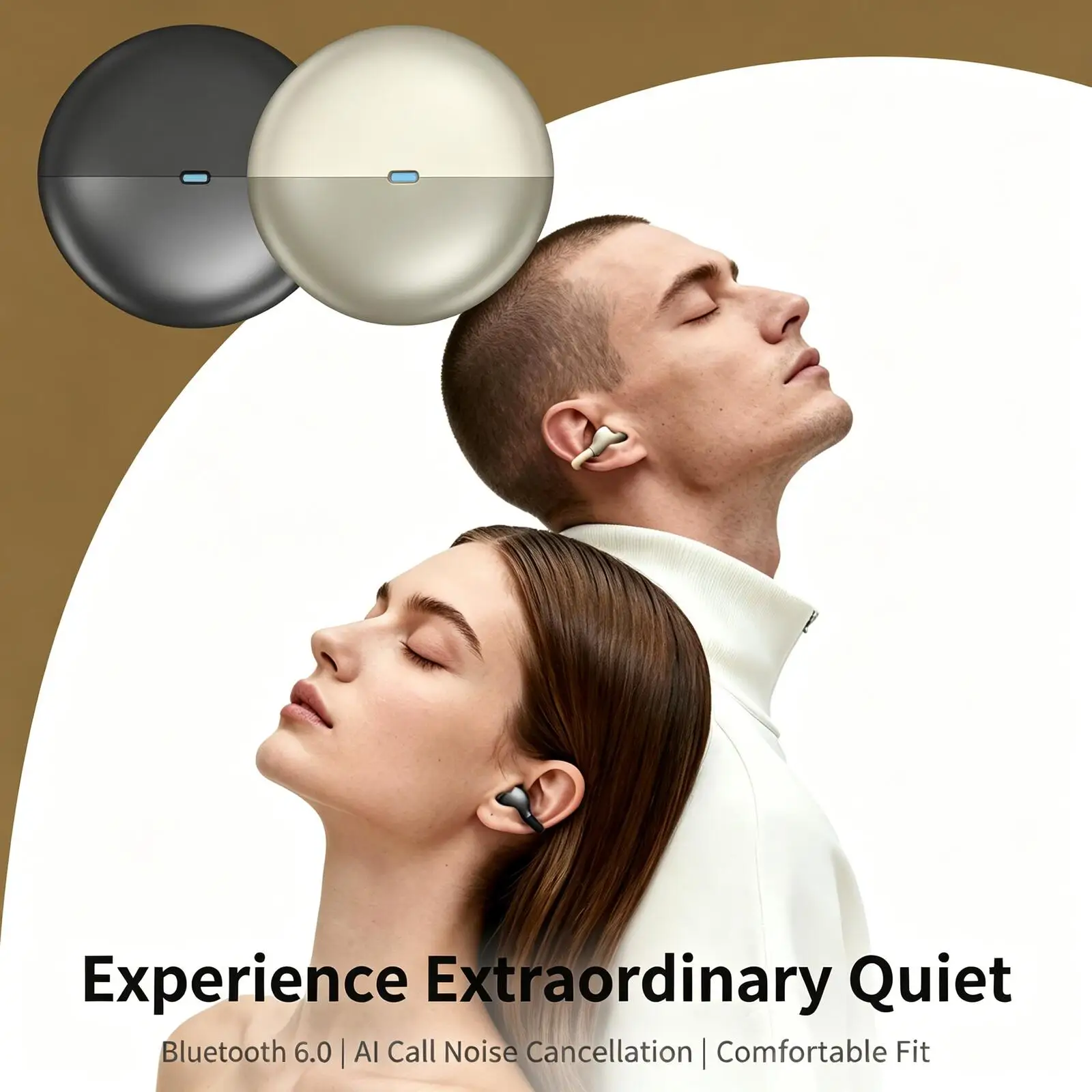 

Clip-on Open Ear TWS Earbuds Bluetooth 6.0 ENC Noise Cancelling Hi-Res LDAC Lightweight 25H Playtime Sport Wireless Headphones