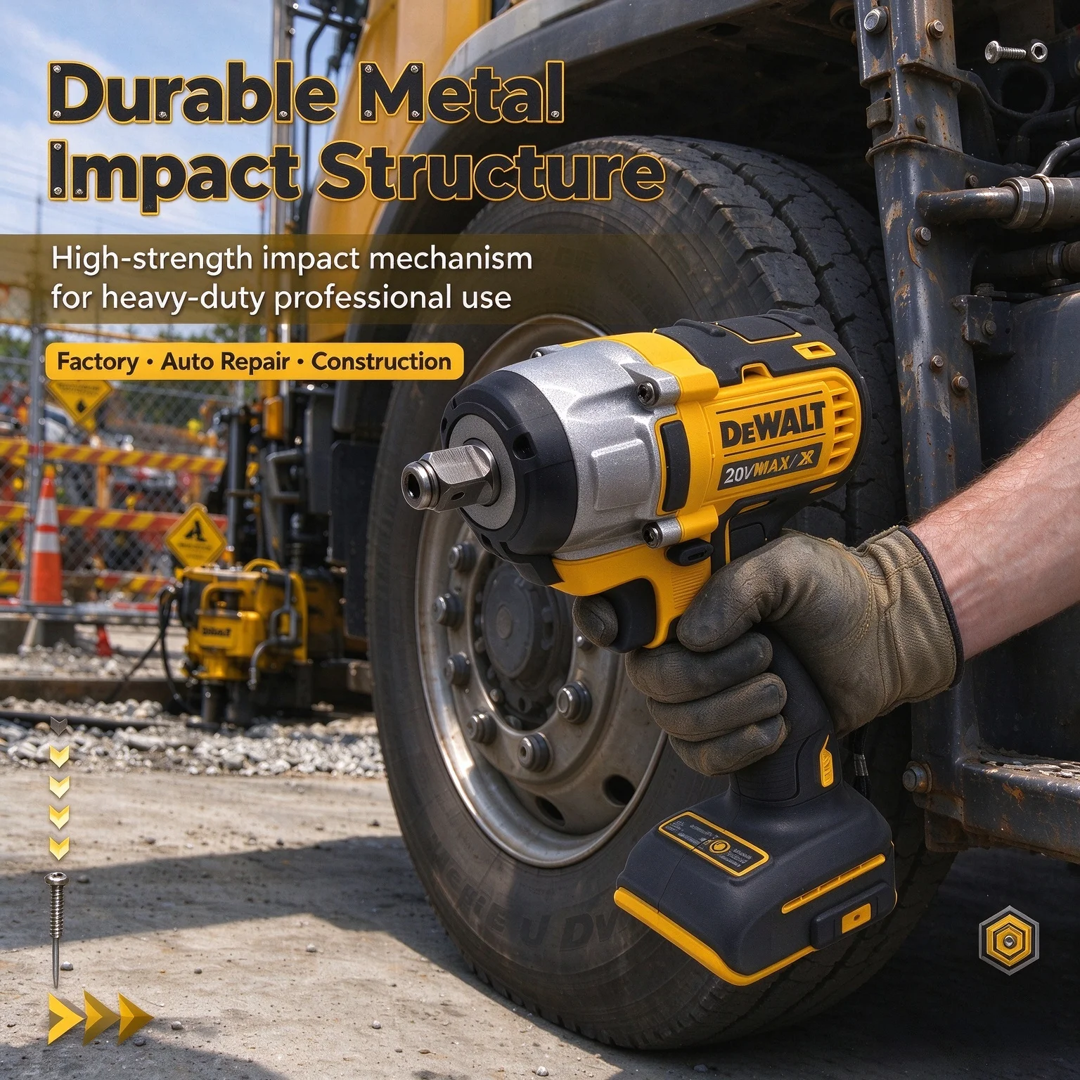 DEWALT DCF880 Brushless Cordless Impact Wrench, 20V Lithium High Torque High Speed Tire Removal & Disassembly Power Tool