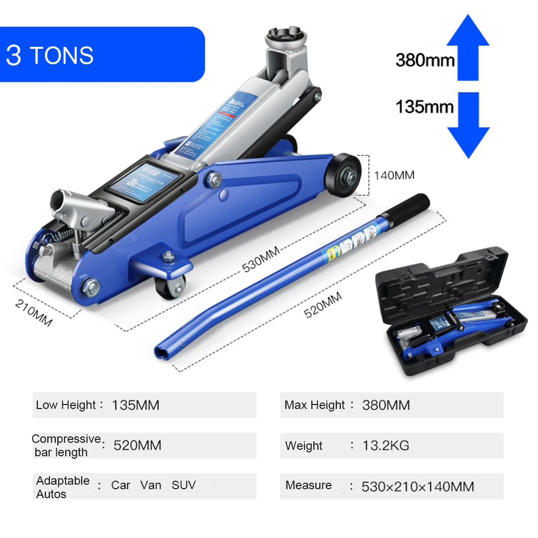 Free Shipping Horizontal Hydraulic Car Jack 3 Tons Vehicle-Mounted