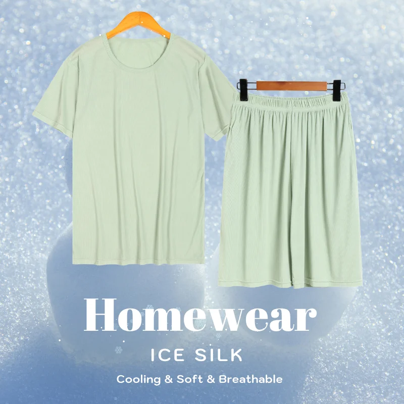 

Men's Short Sleeve Sleepwear Set Soft Breathable Lightweight Fresh Pajama Loungewear