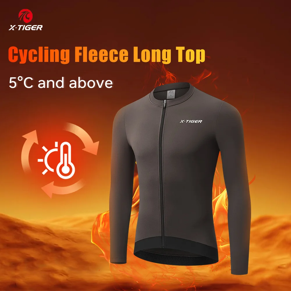 

X-TIGER Мужская зимняя велосипедная майка из термофлиса с длинными рукавами, одежда для шоссейного велосипеда, теплая дышащая многоцветная одежда