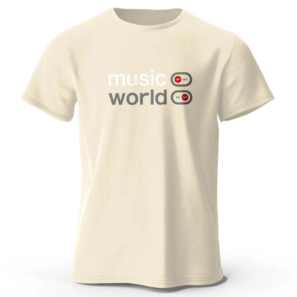 Music World Toggle Switch Graphic Print T Shirt Soft Fabric Casual Unisex O Neck Short Sleeve Summer Male Female Tops Tees