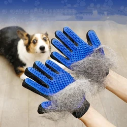 Guante de aseo para perros y gatos, 2 uds./1 par, TPE, cepillo para quitar el pelo, guantes, suministros de limpieza para el baño, peines de masaje para animales