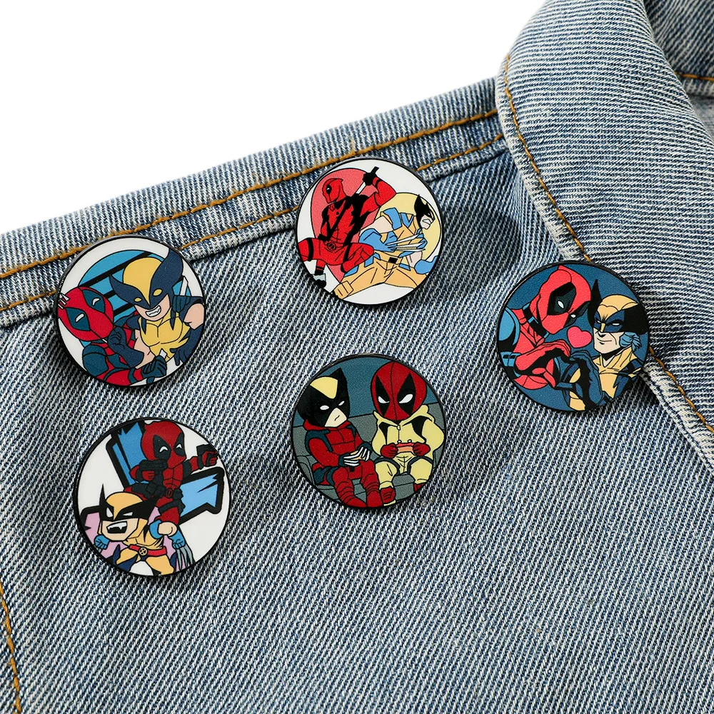 1Set Disney Cartoon Deadpool&WolverineBrooch Funny Spiderman Metal Pins Badges Accessories Jewelry Gifts Enamel Pins Brooches