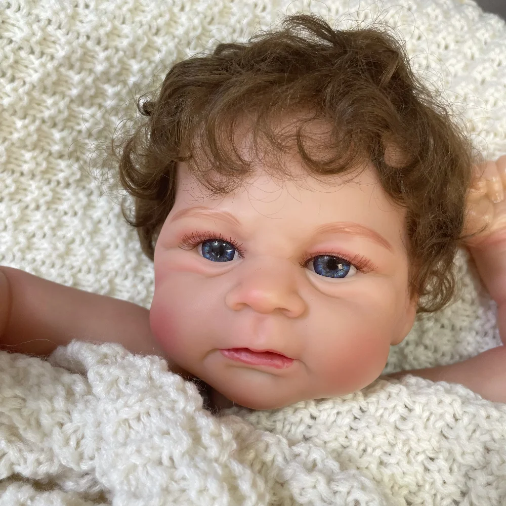 

17Inch Already Painted Bebe Reborn Doll Kit Elijah Unassembled Very Details Veins Lifelike Doll Parts with Body Rooted Hair