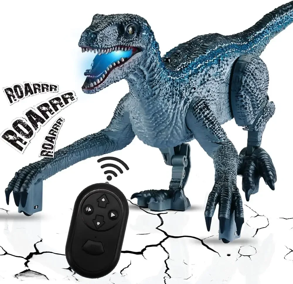 

Remote Control Dinosaur Toys for Kids Electronic Realistic Velociraptor With Lights and Roaring Sounds Gift Stress Relief Toys