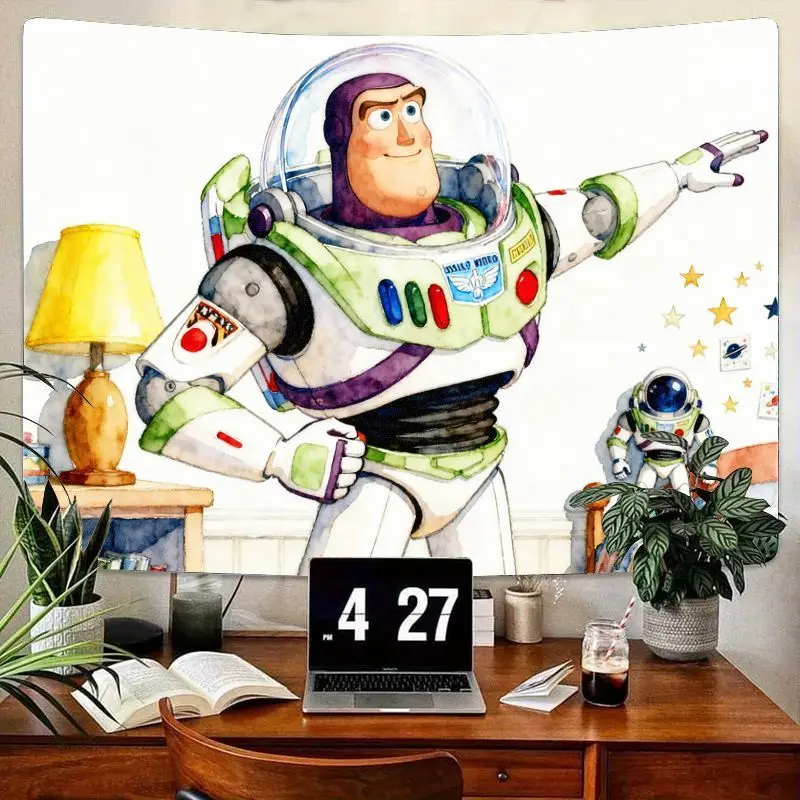 

1 шт., акварельный гобелен «История игрушек Диснея», «Базз Лайтер», настенное искусство «Космические приключения», декор для детской комнаты, спальни, подарок