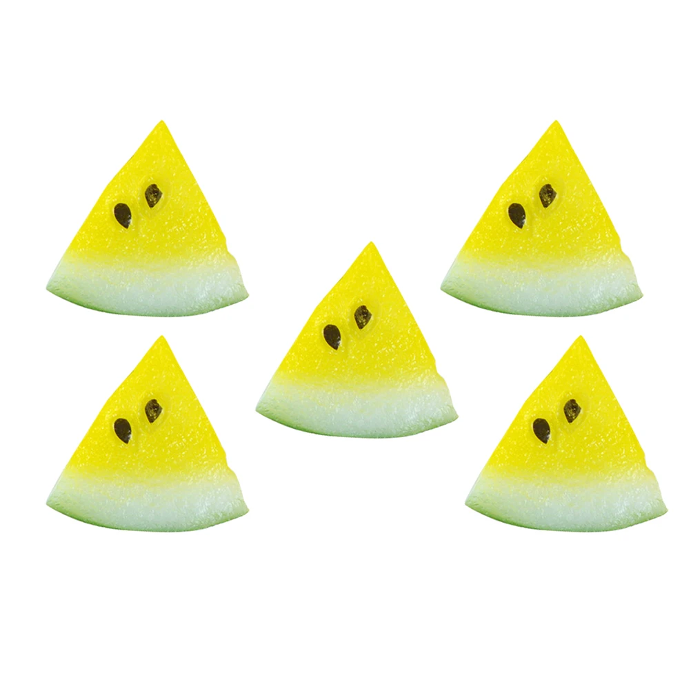 

5pcs Miniature Slices 3D Faux Fruit Models House Accessories Artificial Fruit Toy Educational