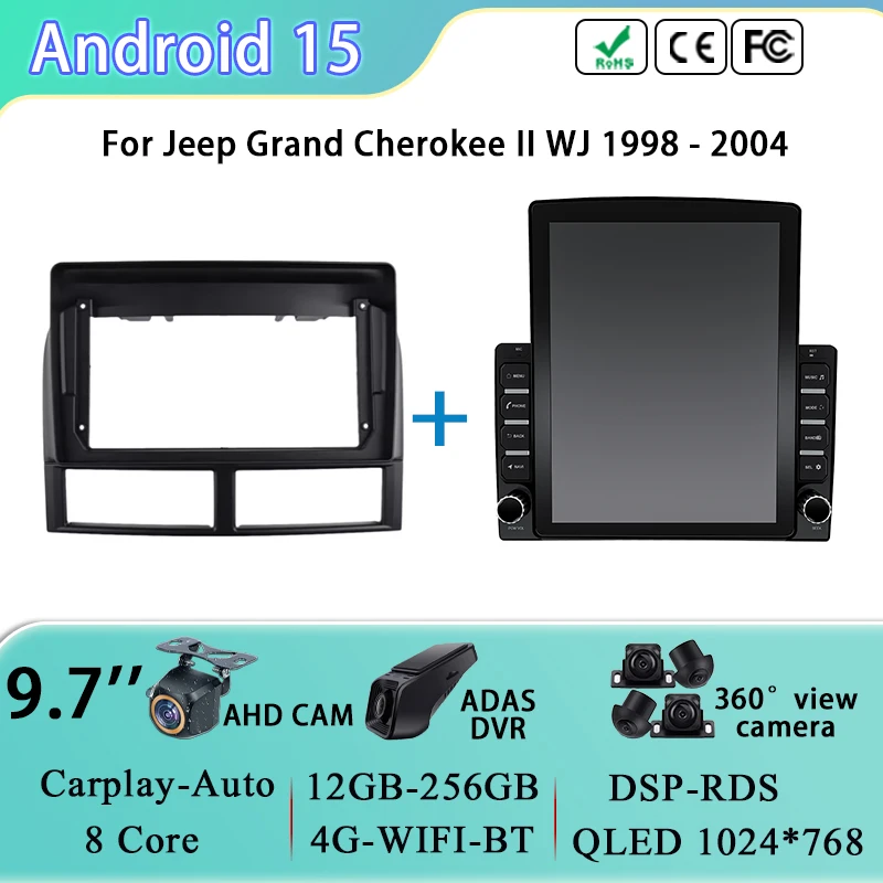 

Беспроводной Carplay Android Auto для Jeep Grand Cherokee II WJ 1998-2004 Автомобильный радиоприемник Мультимедийный видеоплеер GPS-навигация без DVD