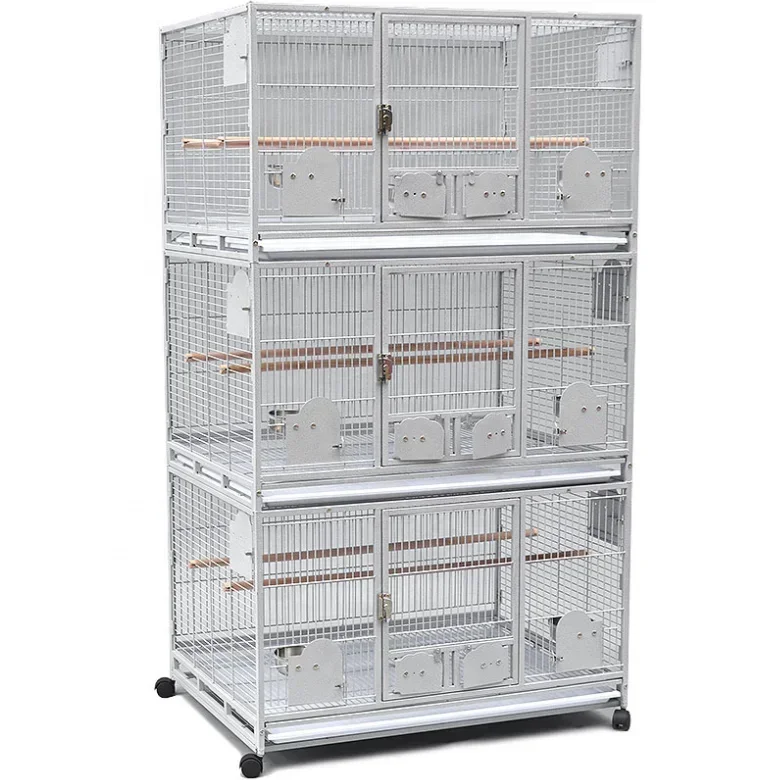 Forged iron birdcage with parrot rolling frame, stackable