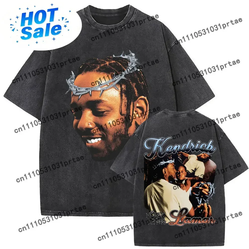 Washed Vintage Rapper Kendrick Lamar Good Kid Money Trees T-shirt Male Fashion Trend T Shirts Men Hip Hop Retro Oversized Tshirt