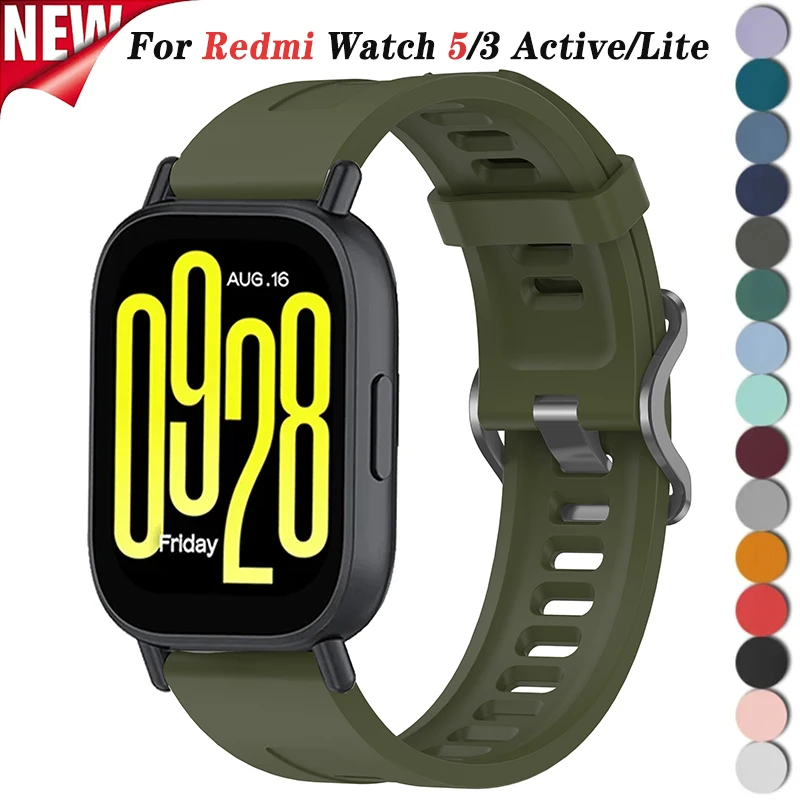 22mm Silicone Strap for Redmi Watch 5 Active Sports Wristband Bracelet for Xiaomi Redmi Watch 3 Active 3Lite Band Accessories