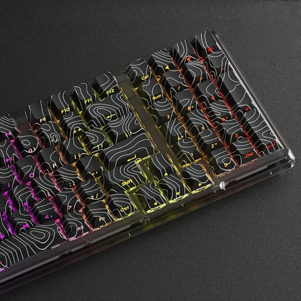 GEFENSI PBT Contour Keycap Cherry 129 Key Side Engraved Translucent Keycap Suitable For MX Switch Mechanical Keyboard