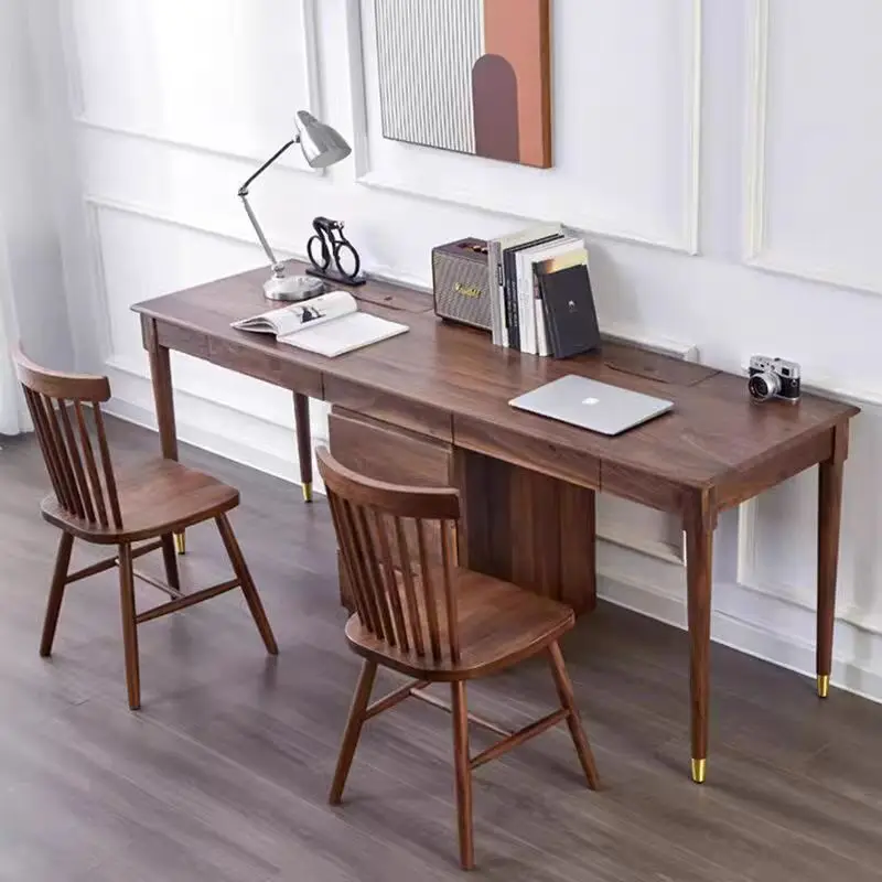 Customizable North American Black Walnut Double Desk Simple Modern Home Computer Writing Desk