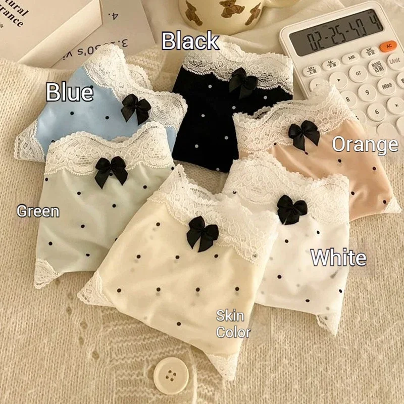 6Pcs/Set Sexy Lace Bowknot Briefs Set For Women Cute Sweet Dot Soft Comfortable Panties Female Breathable Intimate Lingerie M-XL