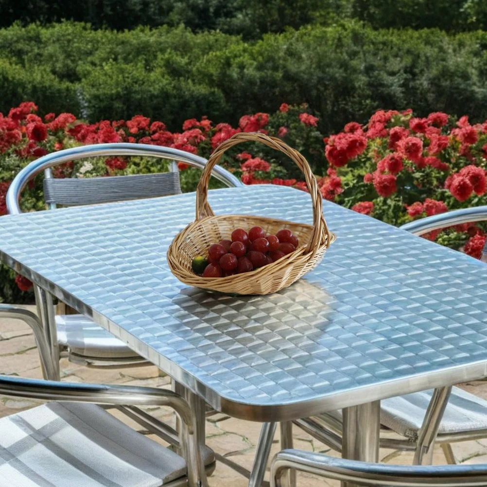 

Large Rattan Picnic Basket Handcrafted Woven Storage for Fruits Vegetables Flowers Garden Outdoor Use Portable Carry Design