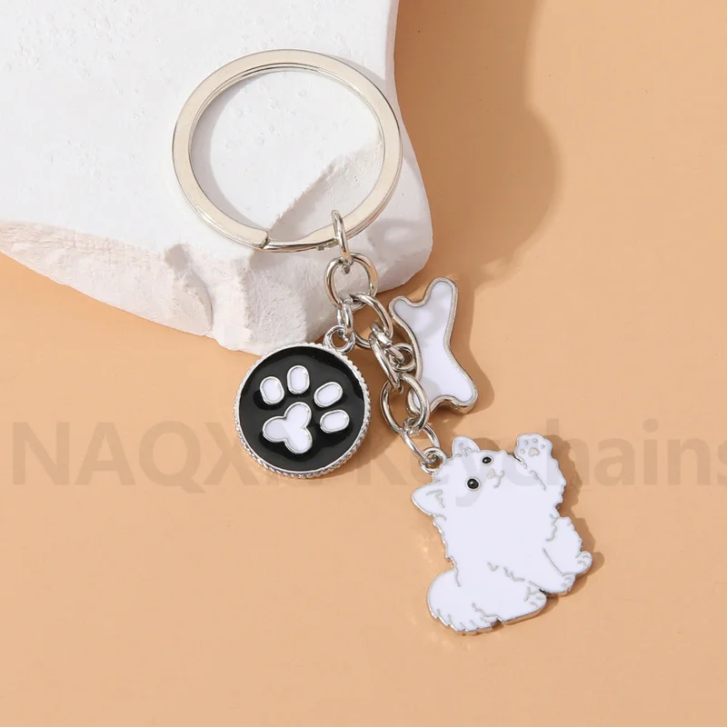 Lovely Bone Dog Keychain Cute Pet Animals Claw Key Ring For Women Men Birthday Gift Bag Decoration Handmade Diy Jewelry Set