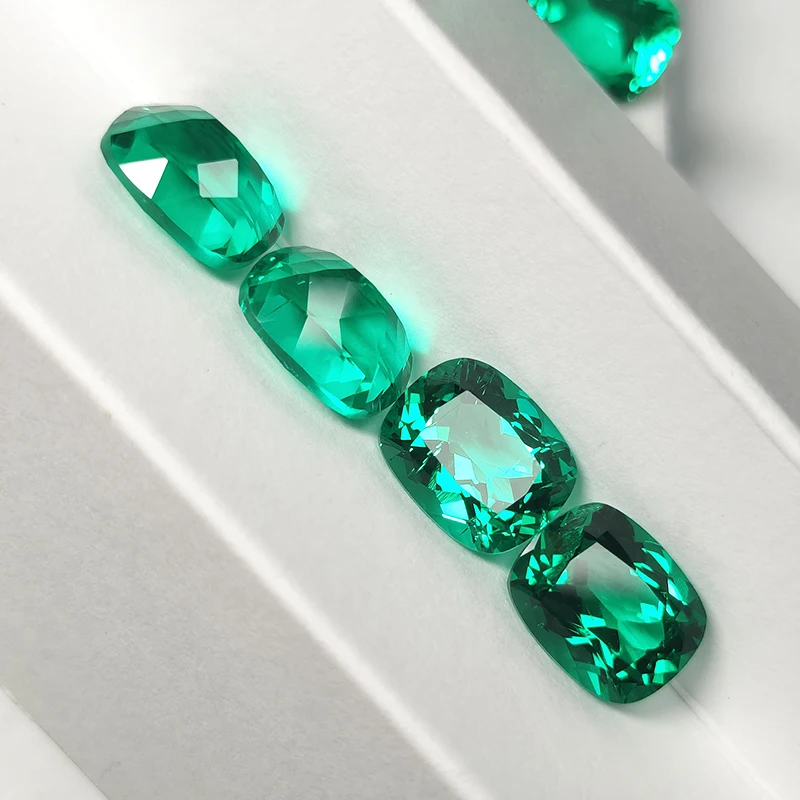 Lab Grown Colombian Emerald Stone Hydrothermal Inclusion  L-Cushion Cut For DIY Jewelry Making Materials With AGL Certificate