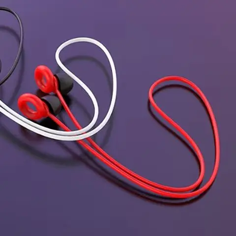 Anti-lost Silicone Earphone Strap Earbud Lanyard Connector Cord For Outdoor Work Travel Sleep Black White Red