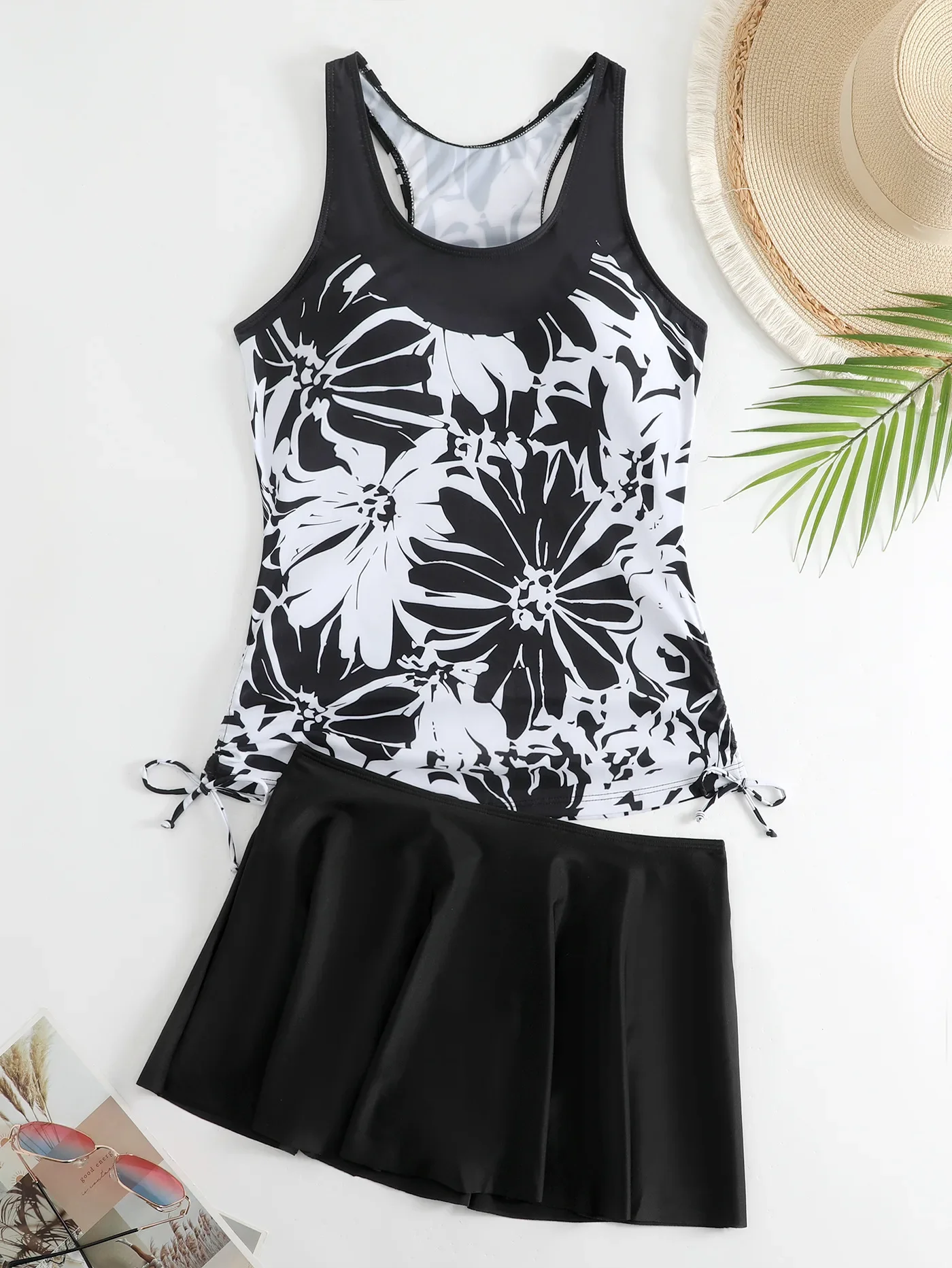 

2025 Strappy Swimwear Female Printed Tankini Set 2 Pieces Swimsuit Women Sports Bathers Bathing Swimming Suit Skirts Beachwear