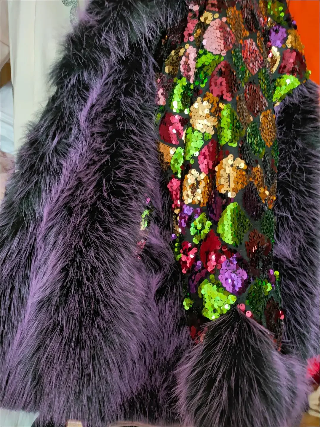 Faux Fur Coat for Women,Sequins Jacket,Covered Button Loose Long Overcoat, Thick Warm Female Clothing,New,High Quality,Winter