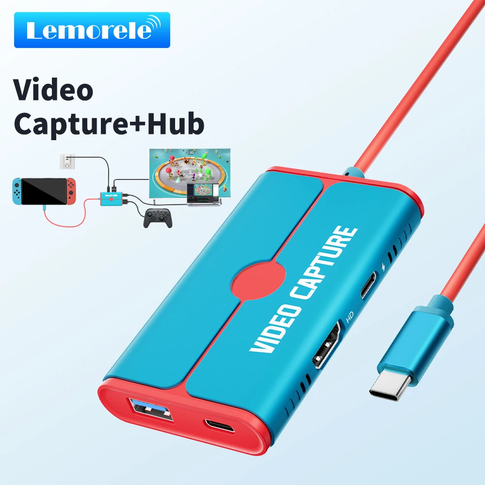 

Lemorele Video Capture Card Switch Dock for Nintendo Switch/OLED USB C to HDMI-Compatible Cable Adapter 1080P60Hz 100W PD