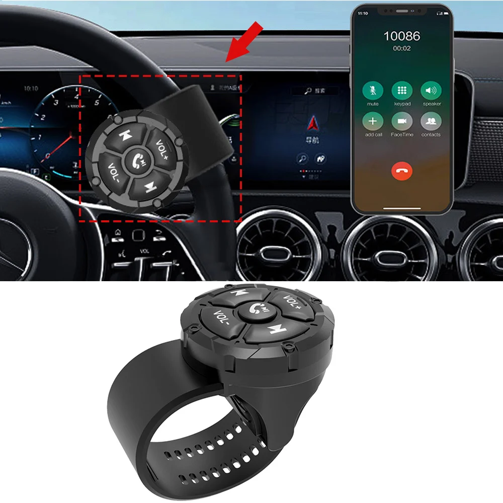 

5 Key Wireless Remote Controller Button Helmet Earphone Motorcycle Handlebar Car Steering Wheel Control Media for IOS Android