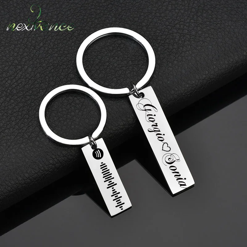 Nextvance Custom Name Date Text Engrave Square Round Car Stainless Steel KeyChain Personalized for Men Birthday Anniversary Gift