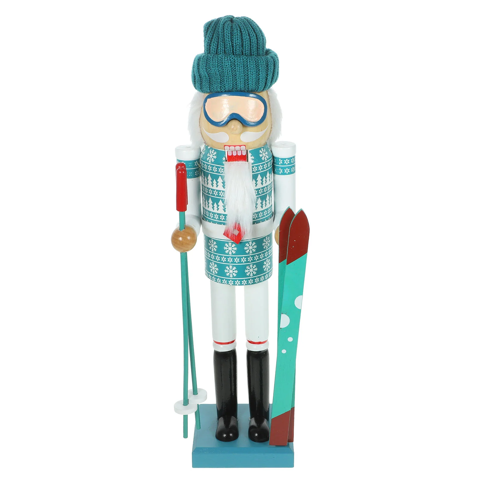 Christmas Ski Puppet Xmas Figurine Puppets Miniature Santa Table Ornaments Wooden Decoration Cloth Elder Nutcracker