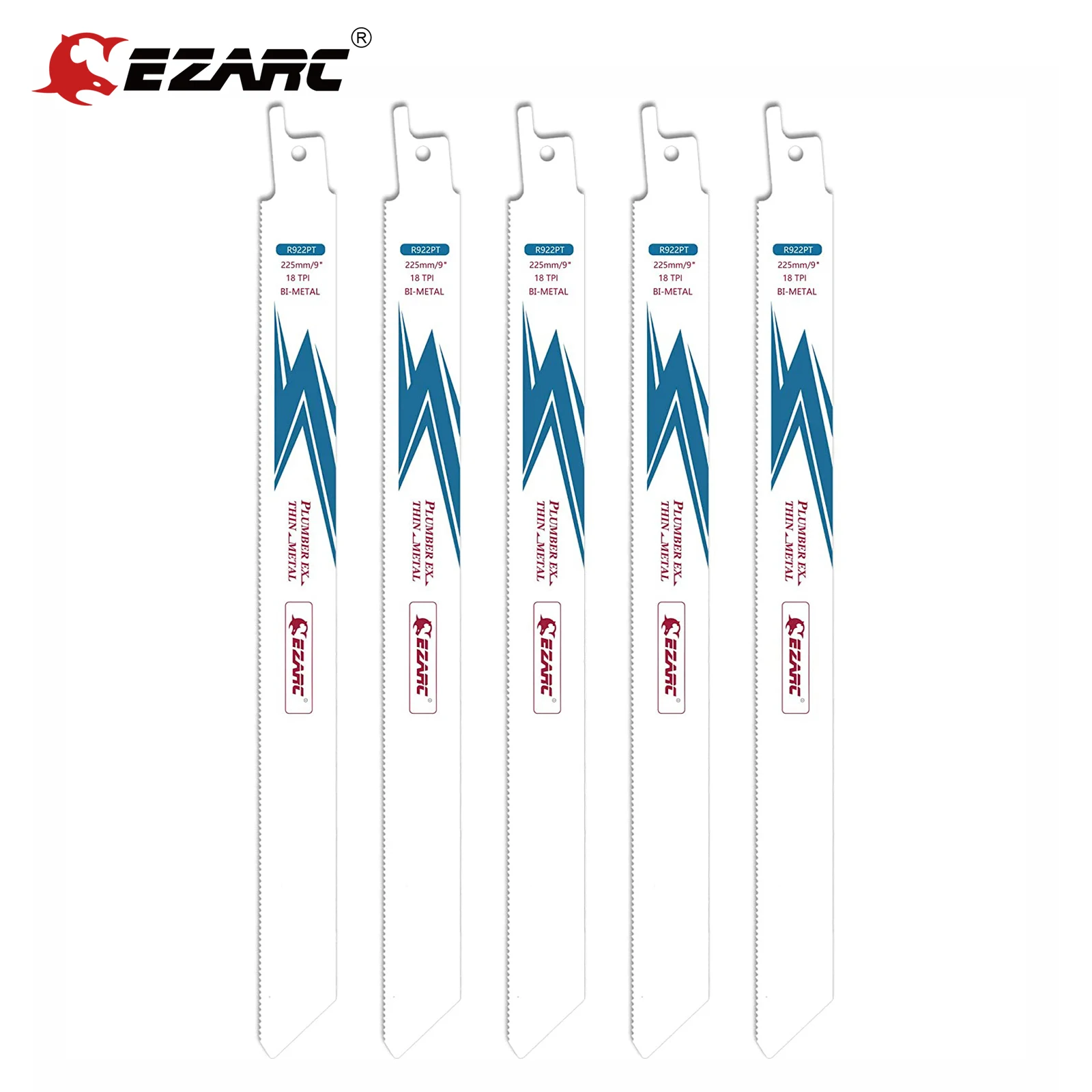 EZARC 5Pcs Reciprocating Saw Blade Bi-Metal Cobalt Sabre Saw Blades for Thin-Medium Metal Cutting 6