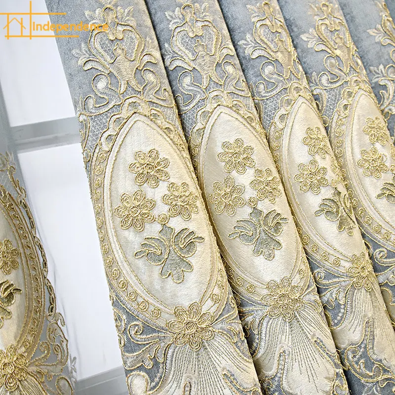 

New Plant, Flower, Embroidery, Luxury, High Grade, Atmosphere, and Shading Chenille Curtains for Living dining room bedroom