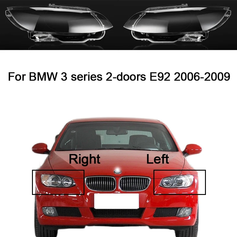 Car Headlight Glass Cover For BMW 3 series 2-doors E92 2006 2007 2008 2009 Left/Right Side Replace Cover Clear Headlamp Shell