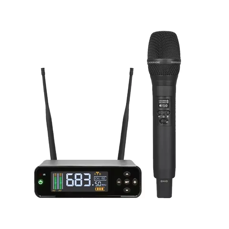 

200 Meter Usage Uhf Recharging Microphone True Diversity Wireless Microphone