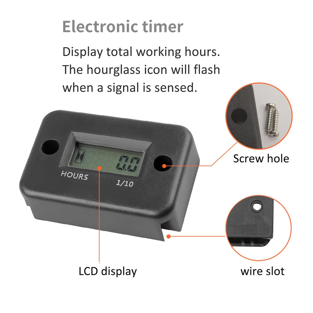 Digital LCD Hour Meter Motor Waterproof Display for Bike Motorcycle ATV Snowmobile Marine Boat Ski Dirt Gas Engine