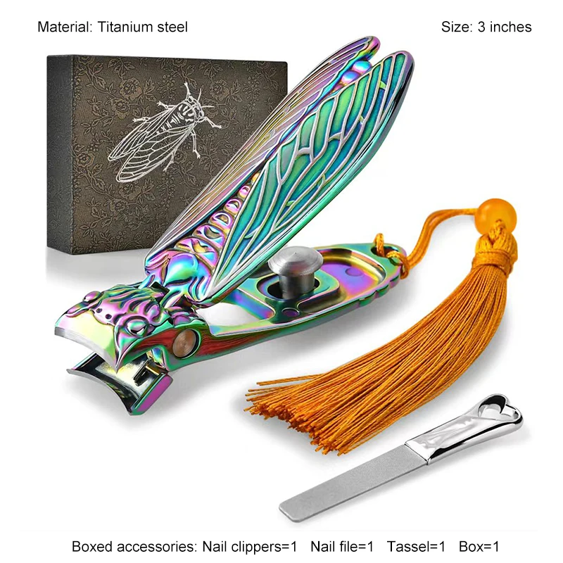 Tagliaunghie a due colori squisiti 2025 Nuovo tipo ricco nella cultura cinese Tagliaunghie biomimetico a forma di cicala Confezione regalo Set regalo