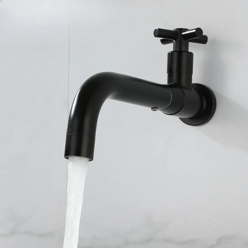 Stainless Steel Universal Single-Handle Brushed Gold Single-Hole In-Wall Basin Faucet for Sink, Embedded