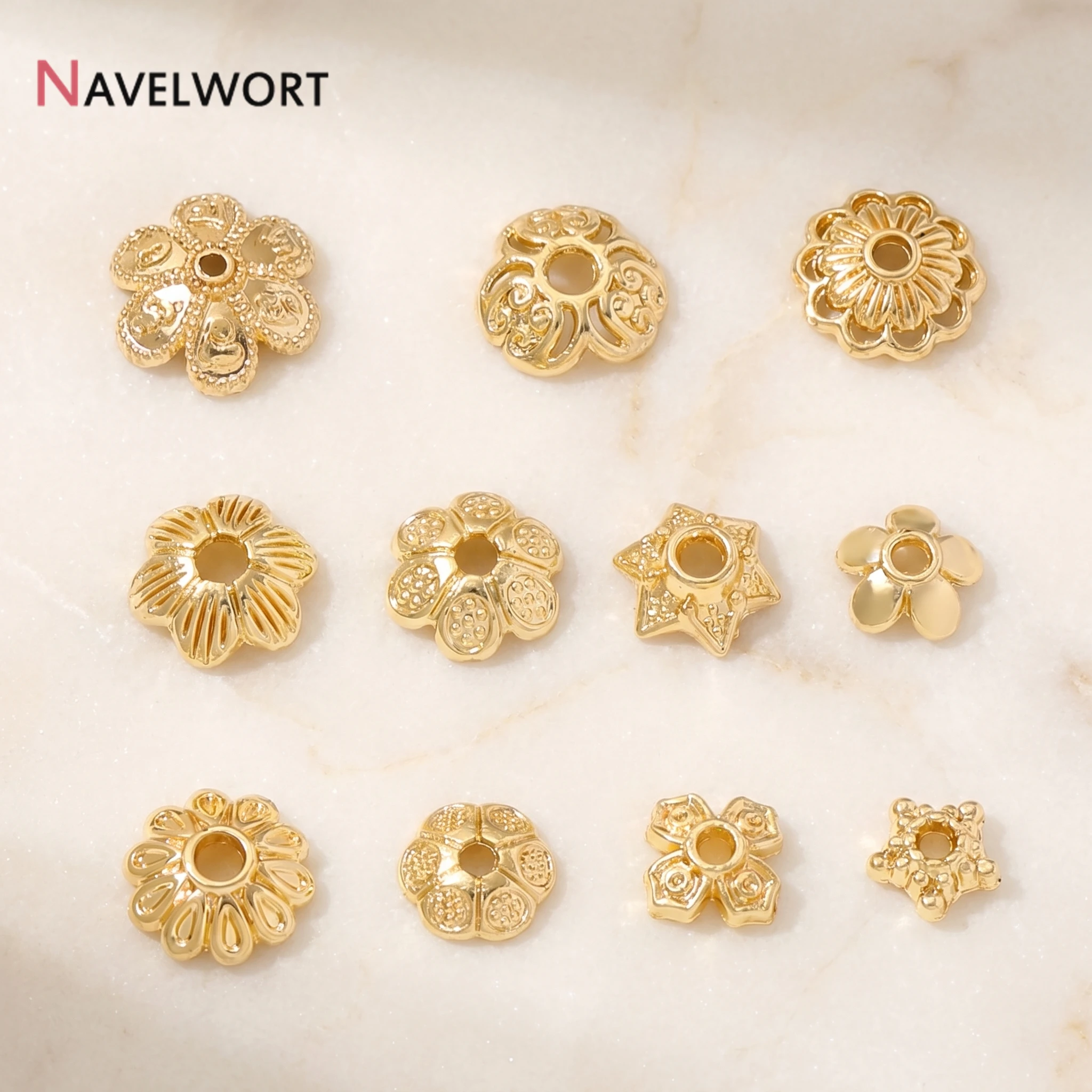 20pcs 20pcs 14K Gold Plated Brass Flower Bead Caps End Caps For Jewelry,For DIY Bracelet Necklace Making Accessories - Aliexpress Deal