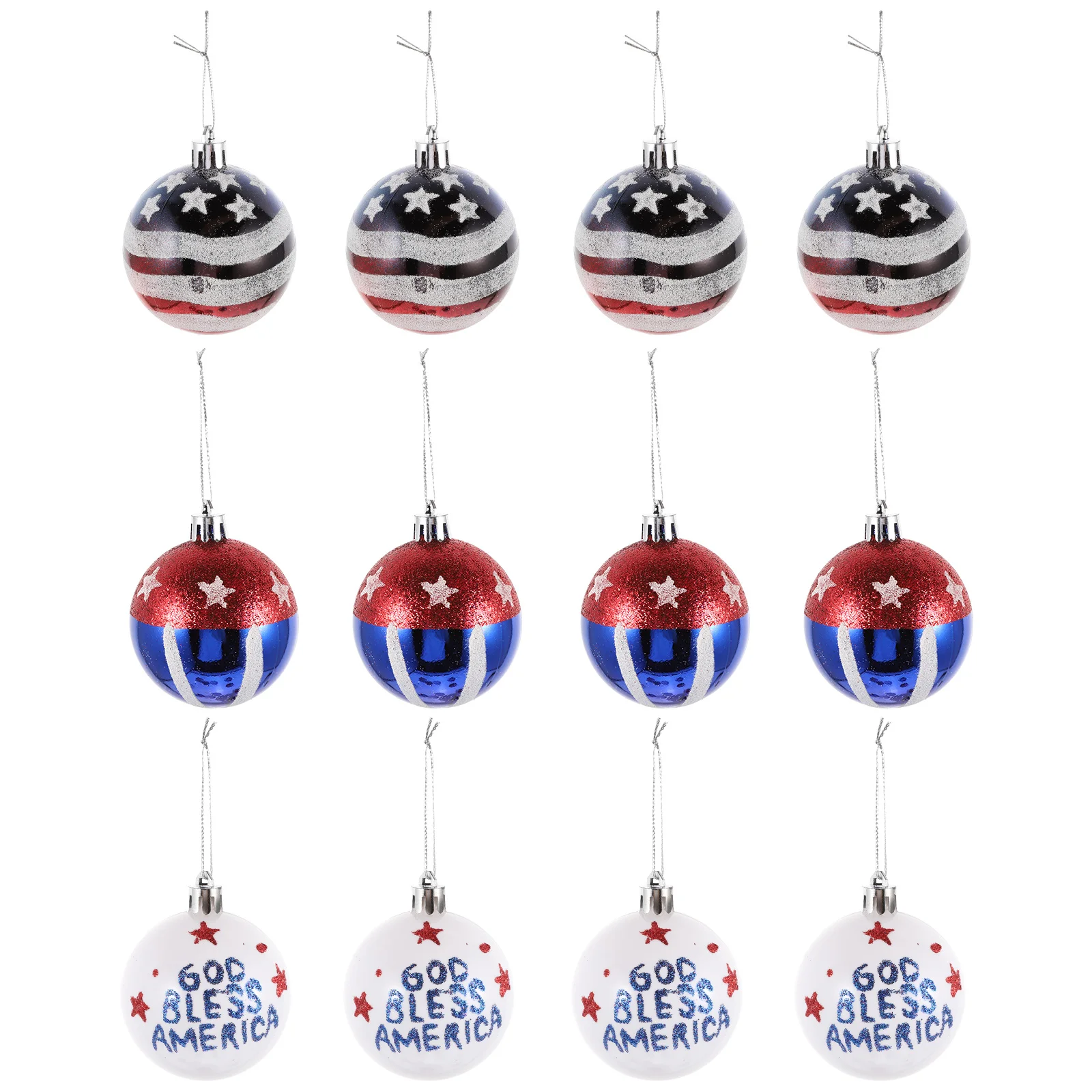 

12Pcs Christmas Props Ball Happy Atmosphere National Flag Design Hanging Decor for Usa Independence Day Celebration