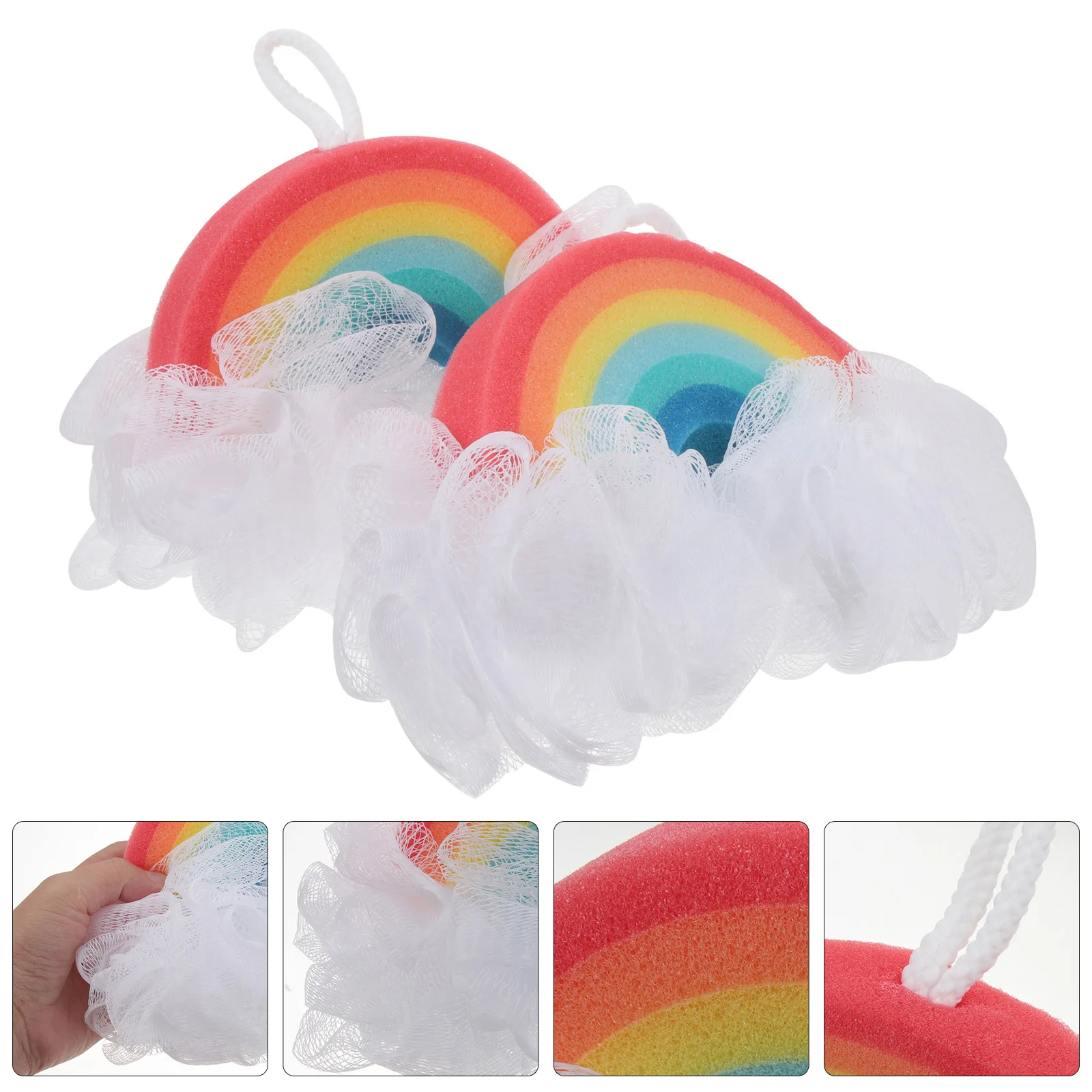 2 قطعة الاطفال حمام الإسفنج قوس قزح التقشير دش الإسفنج لينة الجسم الغسيل للأطفال الاستحمام متعة أدوات الاستحمام الإسفنج #3