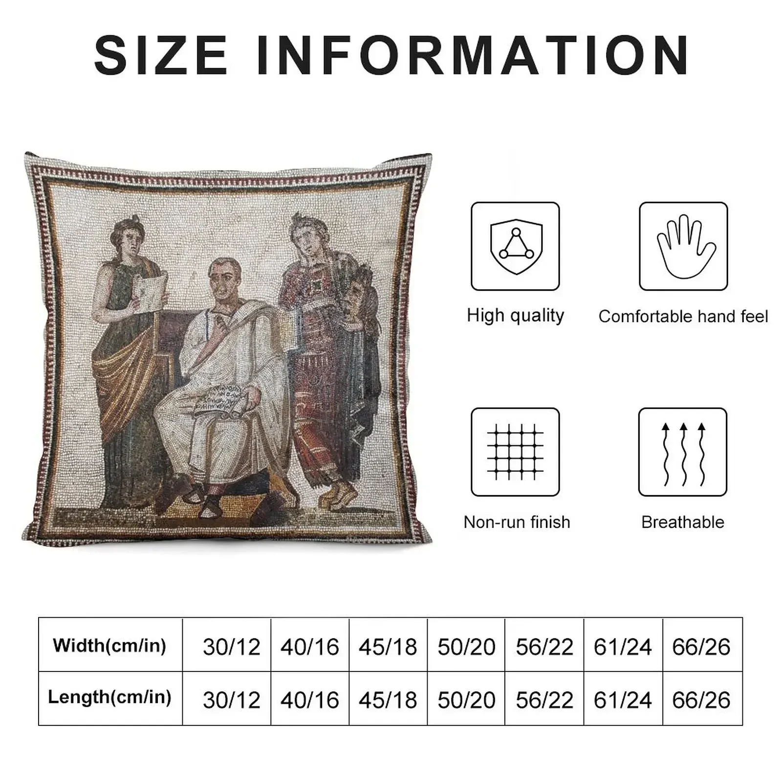 Vergil Roman Mosaic Throw Pillow Custom Cushion Photo Pillow Decor Decorative Cushions Sofa Covers pillow